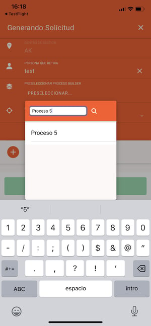 Búsqueda solicitud de consumo en App