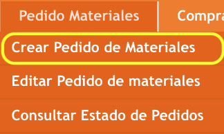 Crear Pedido de Materiales